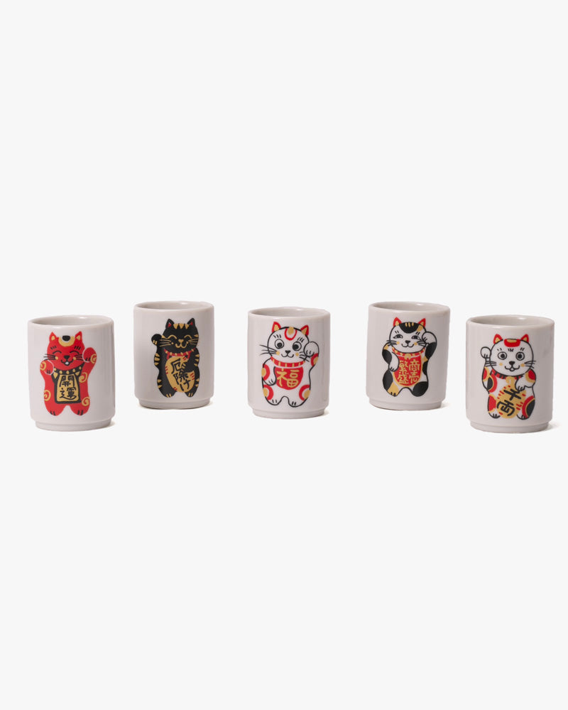 Sake Cup, Ichiyama, Set of 5, Manekineko