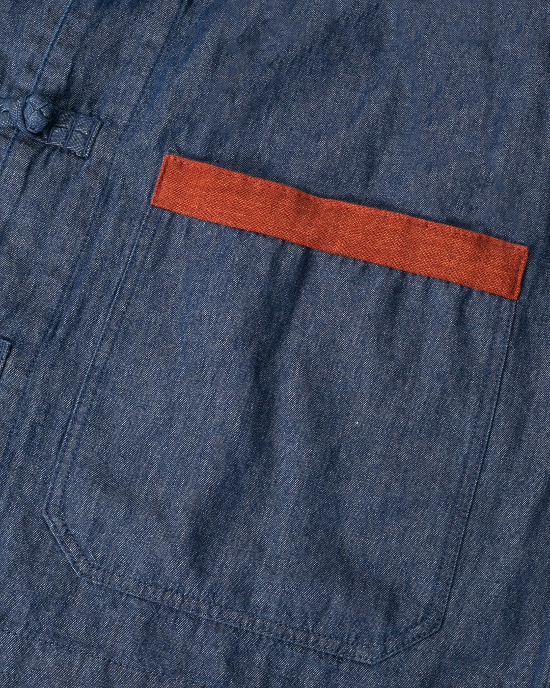 Kiriko Original Lightweight Mandarin Jacket, Dark Indigo Denim with Patches and Uroko
