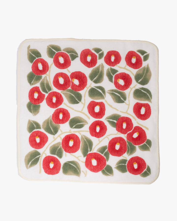 Gauze Pile Handkerchief, Musubi, Yumeji Takehisa, Tsubaki, Red, 10" x 10"