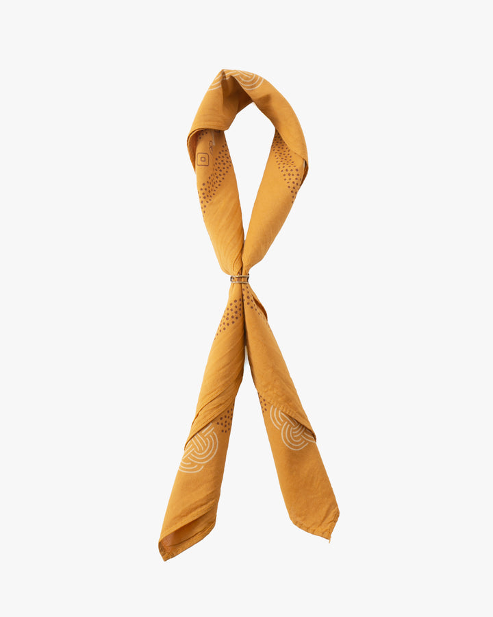 Kiriko Original Screen Printed, Custom-Dyed Bandana, Mizuhiki - Yellow