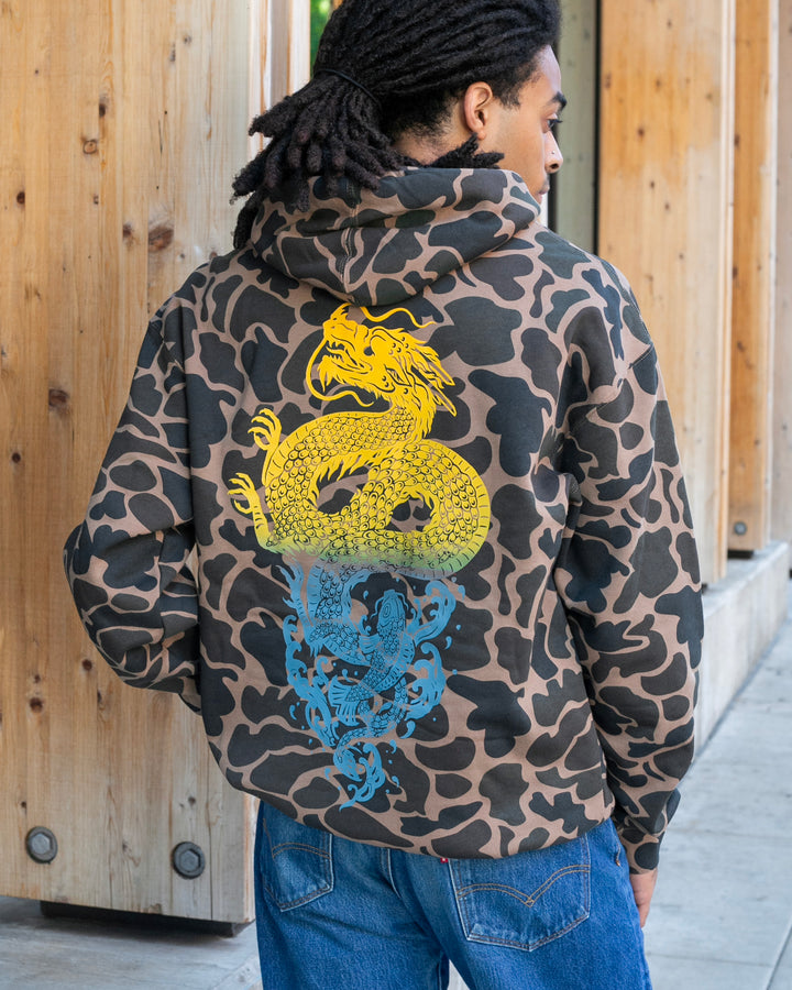 Kiriko Original Hoodie, Printed Koi-Dragon, Camo