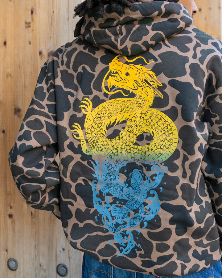 Kiriko Original Hoodie, Printed Koi-Dragon, Camo