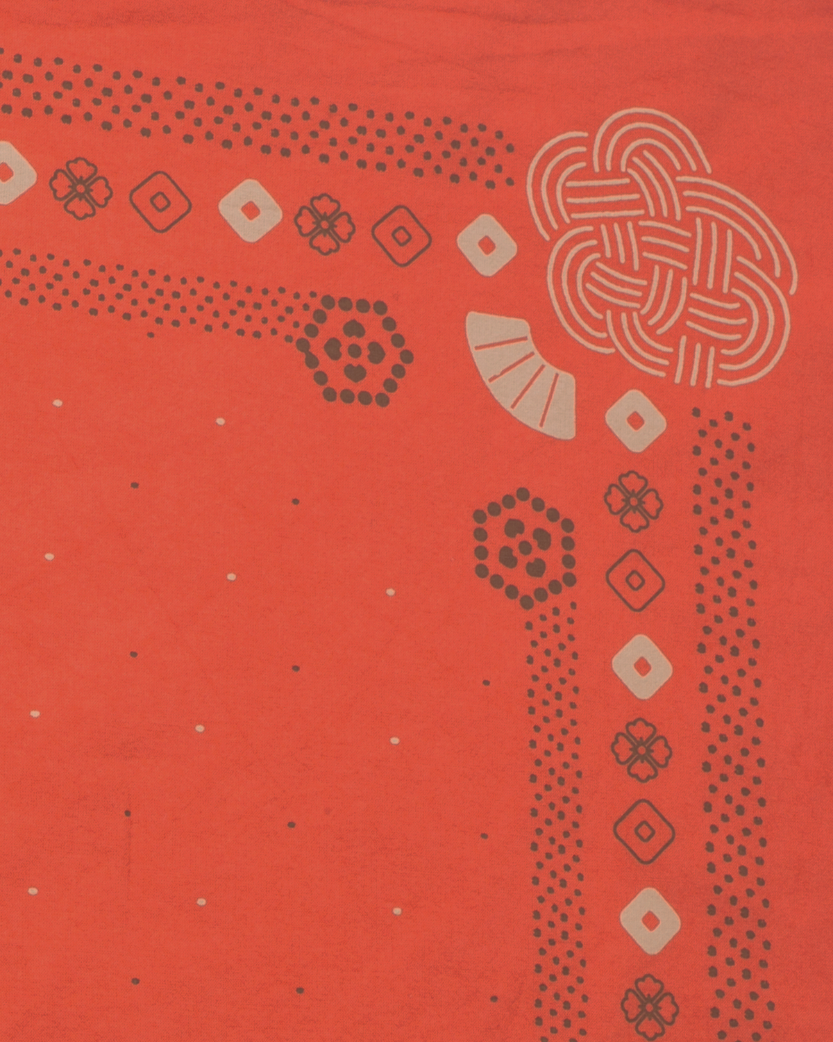 Kiriko Original Screen Printed, Custom-Dyed Bandana, Mizuhiki - Red
