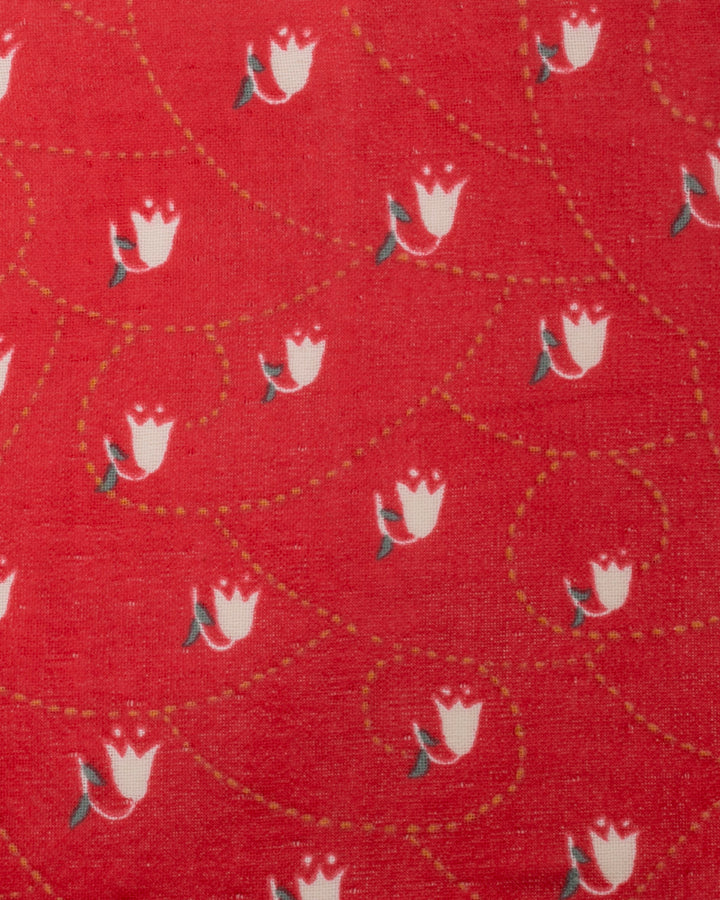 Musubi, Gauze Pile Handkerchief, Yumeji Takehisa, Lily of the Valley, Red, 10" x 10"