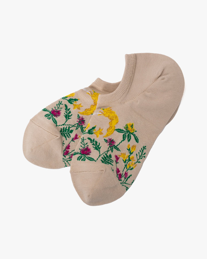 Debby Co. Ankle Socks, Andeotte Collection, Botanical Dance Beige