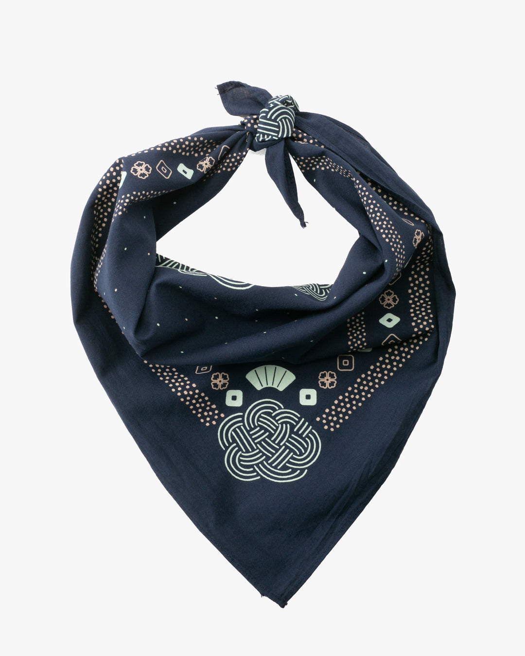 Kiriko Original Screen Printed, Custom-Dyed Bandana, Mizuhiki - Navy