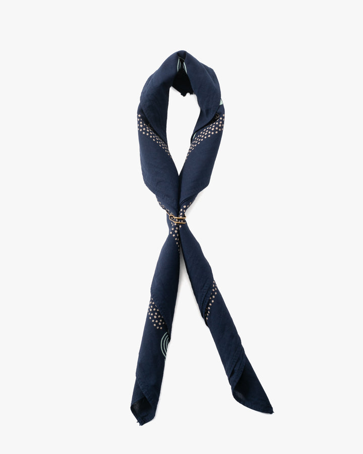 Kiriko Original Screen Printed, Custom-Dyed Bandana, Mizuhiki - Navy