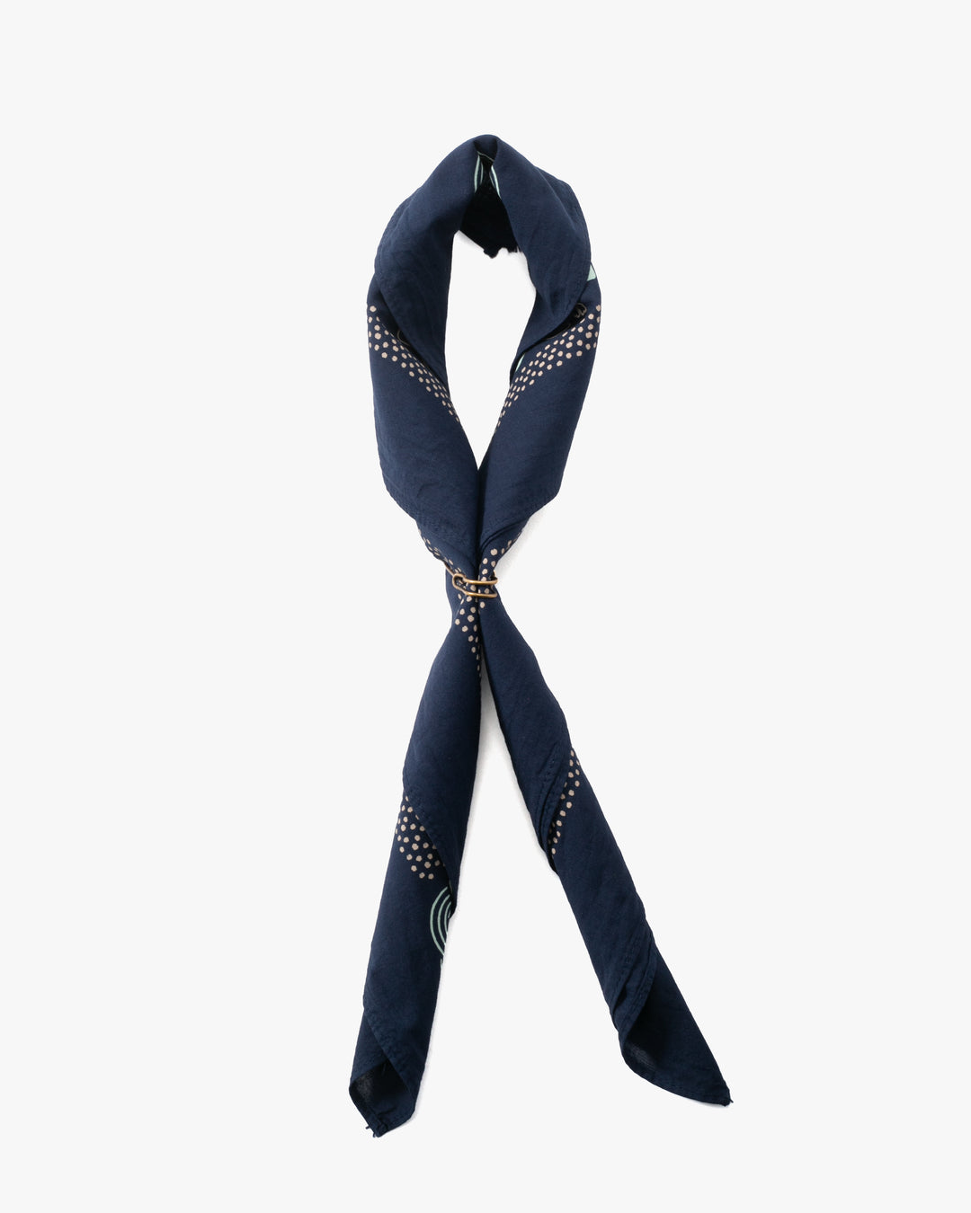 Kiriko Original Screen Printed, Custom-Dyed Bandana, Mizuhiki - Navy