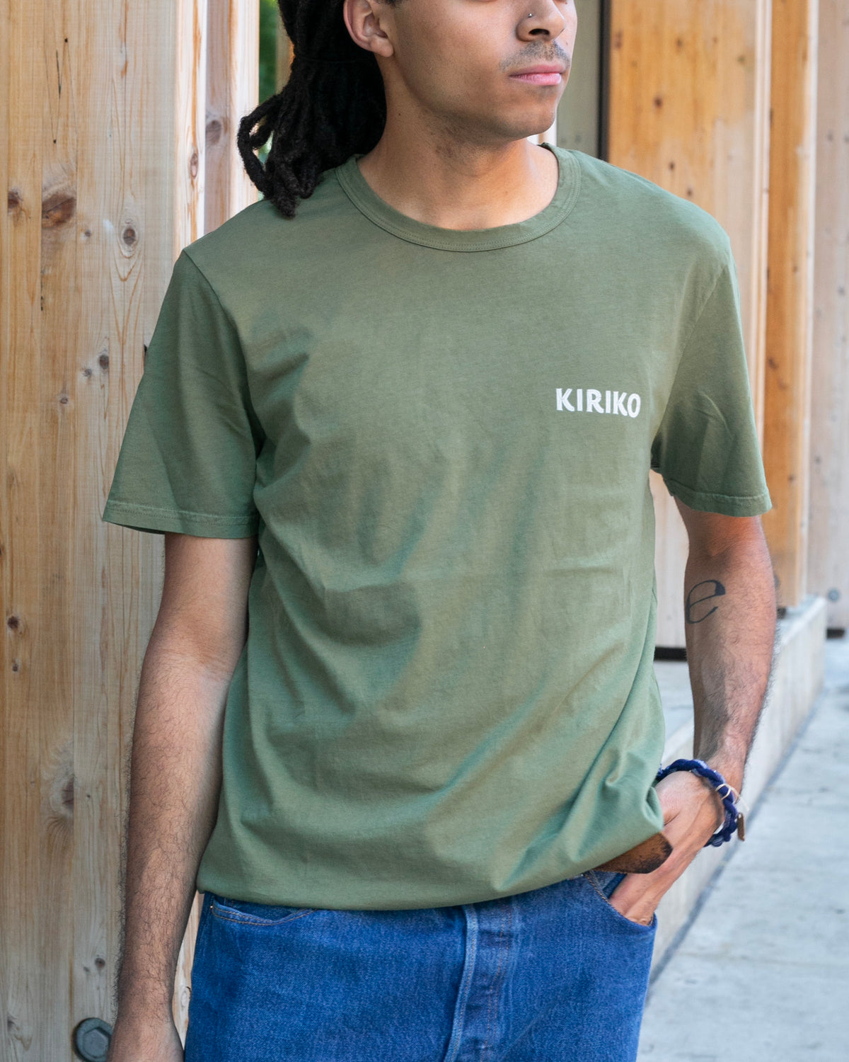 Kiriko Original Tee, 6oz Cotton, Green with Grey Koi-Dragon