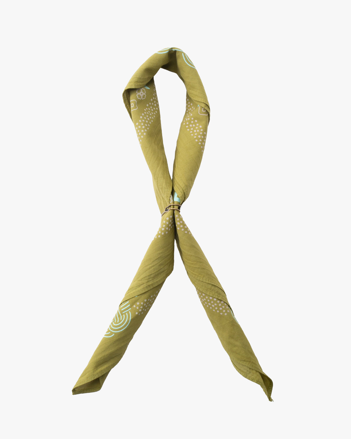 Kiriko Original Screen Printed, Custom-Dyed Bandana, Mizuhiki - Green