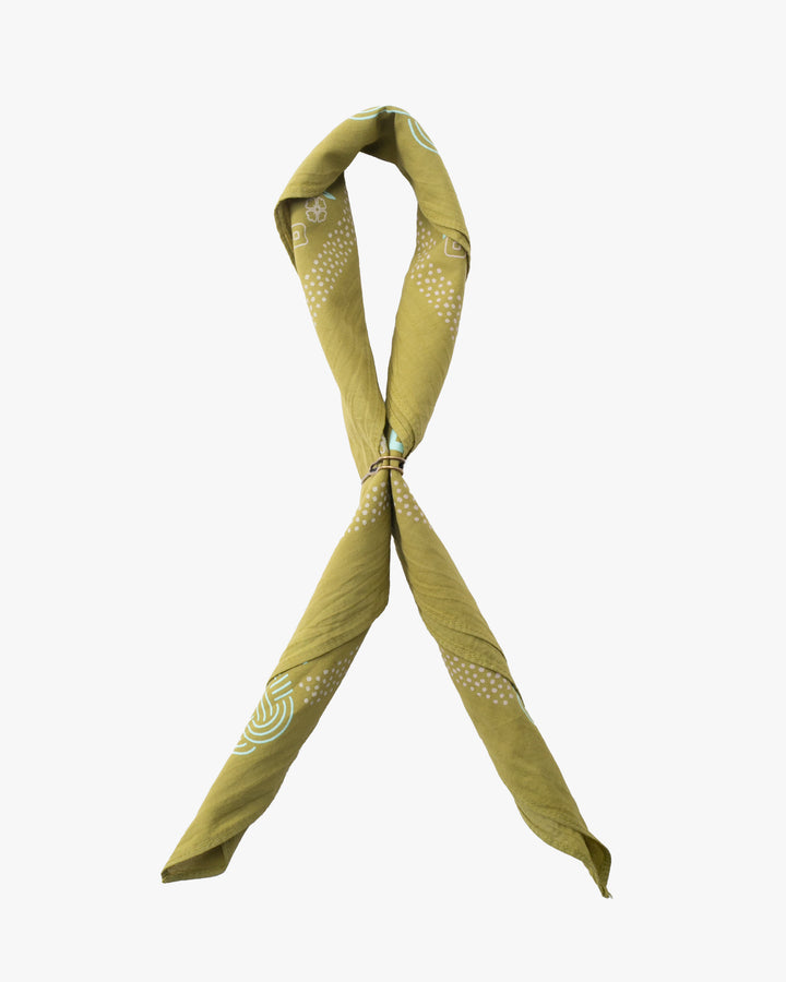 Kiriko Original Screen Printed, Custom-Dyed Bandana, Mizuhiki - Green