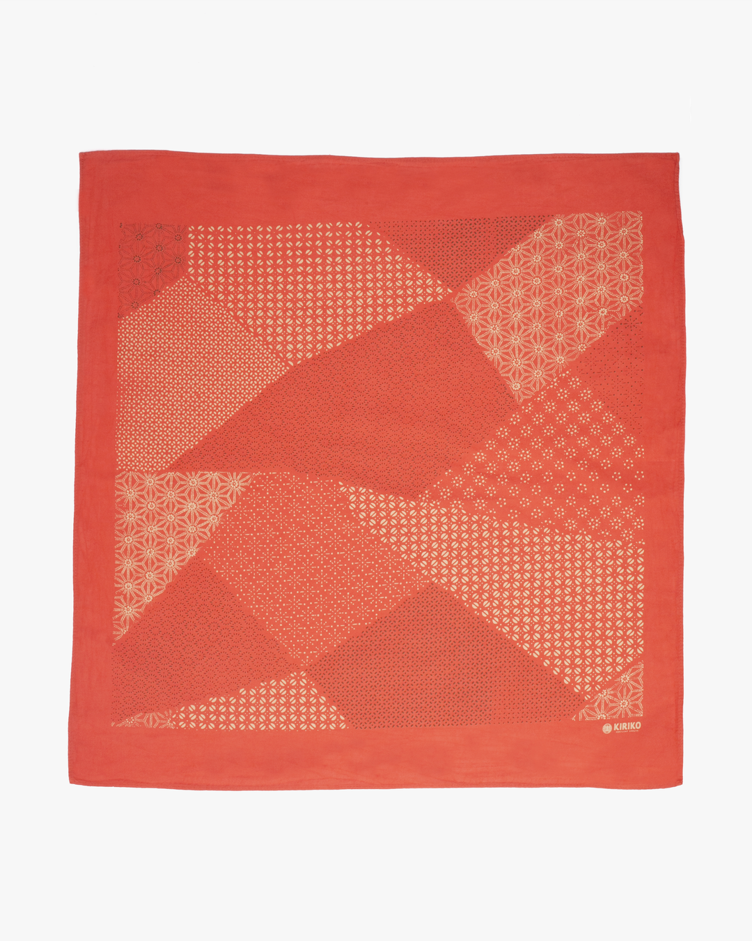 Kiriko Original Screen Printed, Custom-Dyed Bandana, Katazome Multi - Red