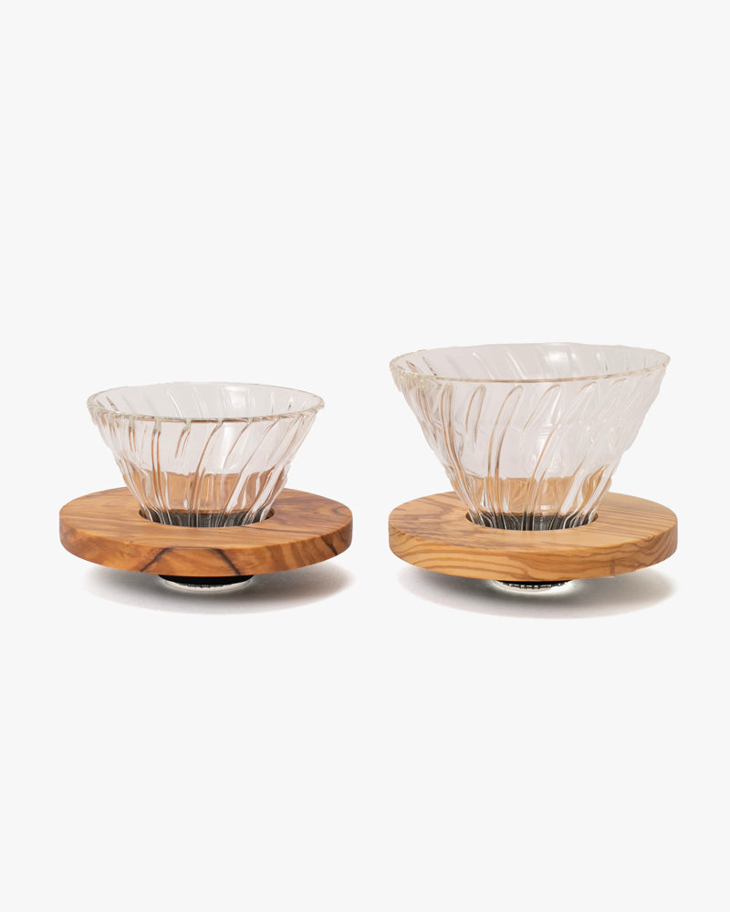Hario, V60 Coffee Dripper, Glass, Olive Wood