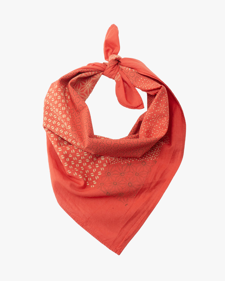Kiriko Original Screen Printed, Custom-Dyed Bandana, Katazome Multi - Red