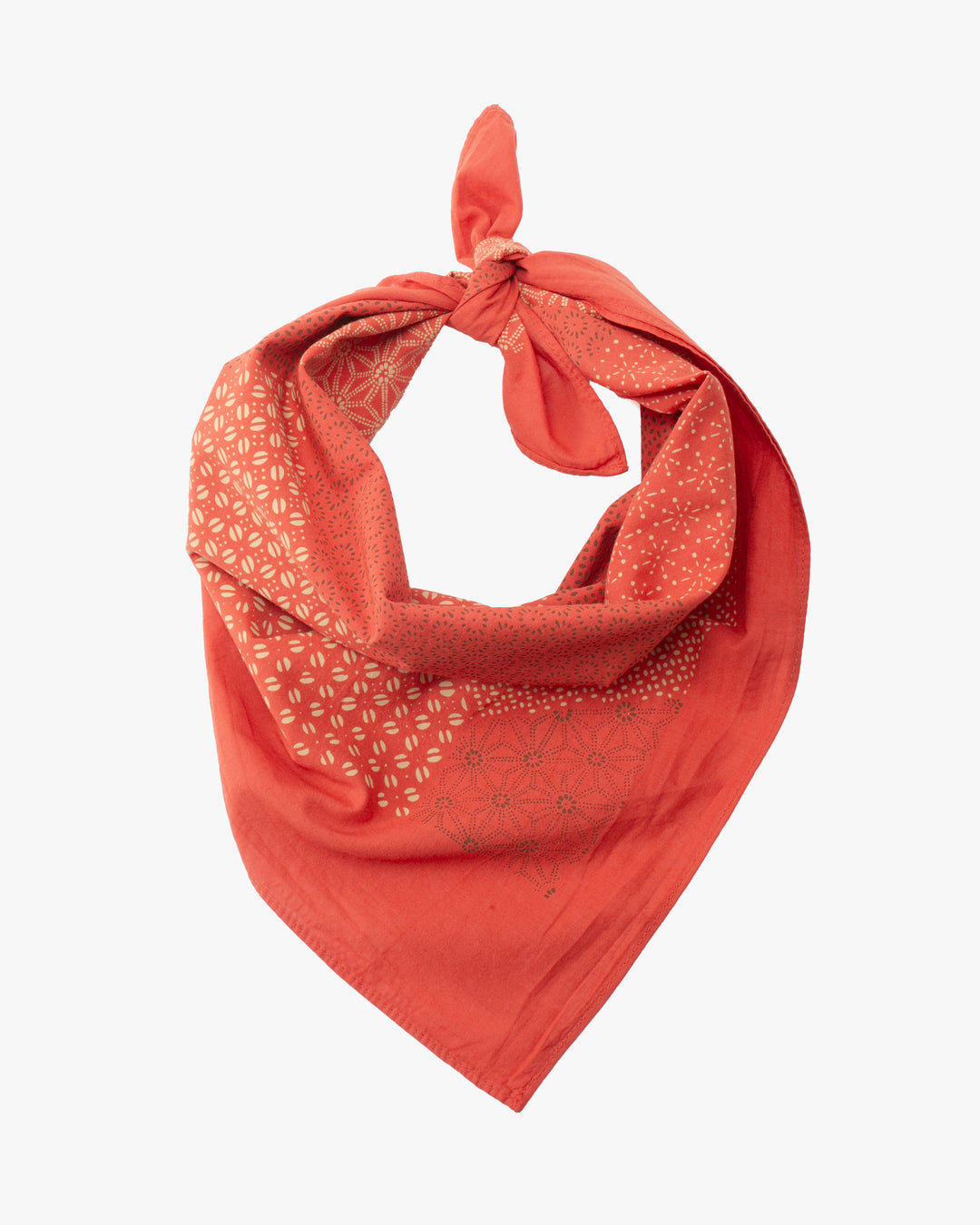 Kiriko Original Screen Printed, Custom-Dyed Bandana, Katazome Multi - Red