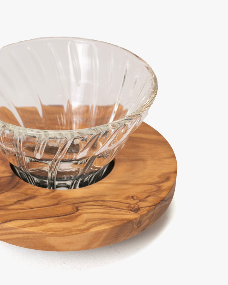 Hario, V60 Coffee Dripper, Glass, Olive Wood
