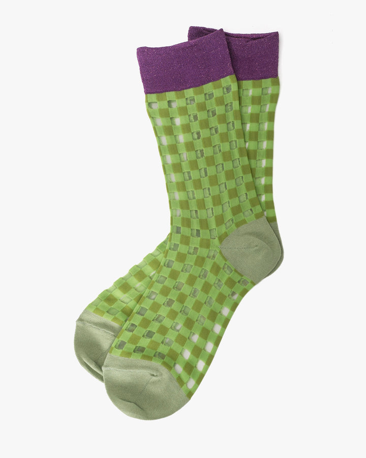 Debby Co. Crew Socks, Andeotte Collection, Gingham Green