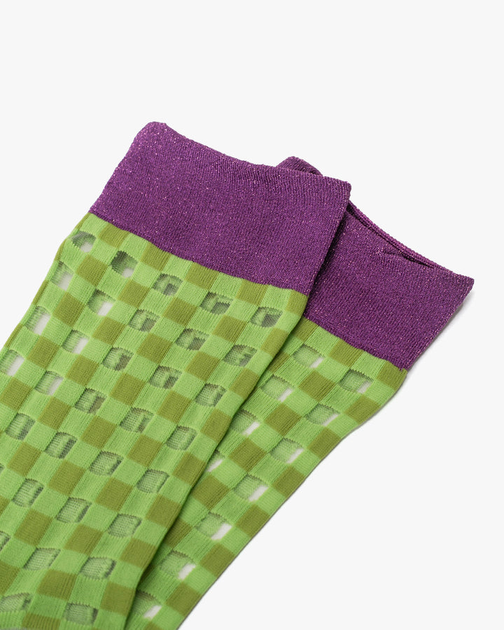 Debby Co. Crew Socks, Andeotte Collection, Gingham Green