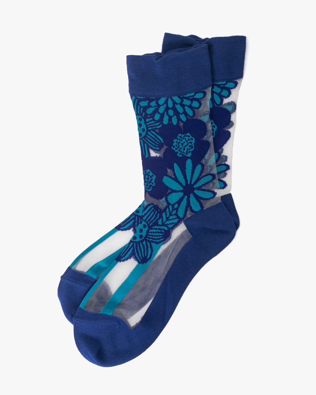 Debby Co. Crew Socks, Andeotte Collection, Blue Flower