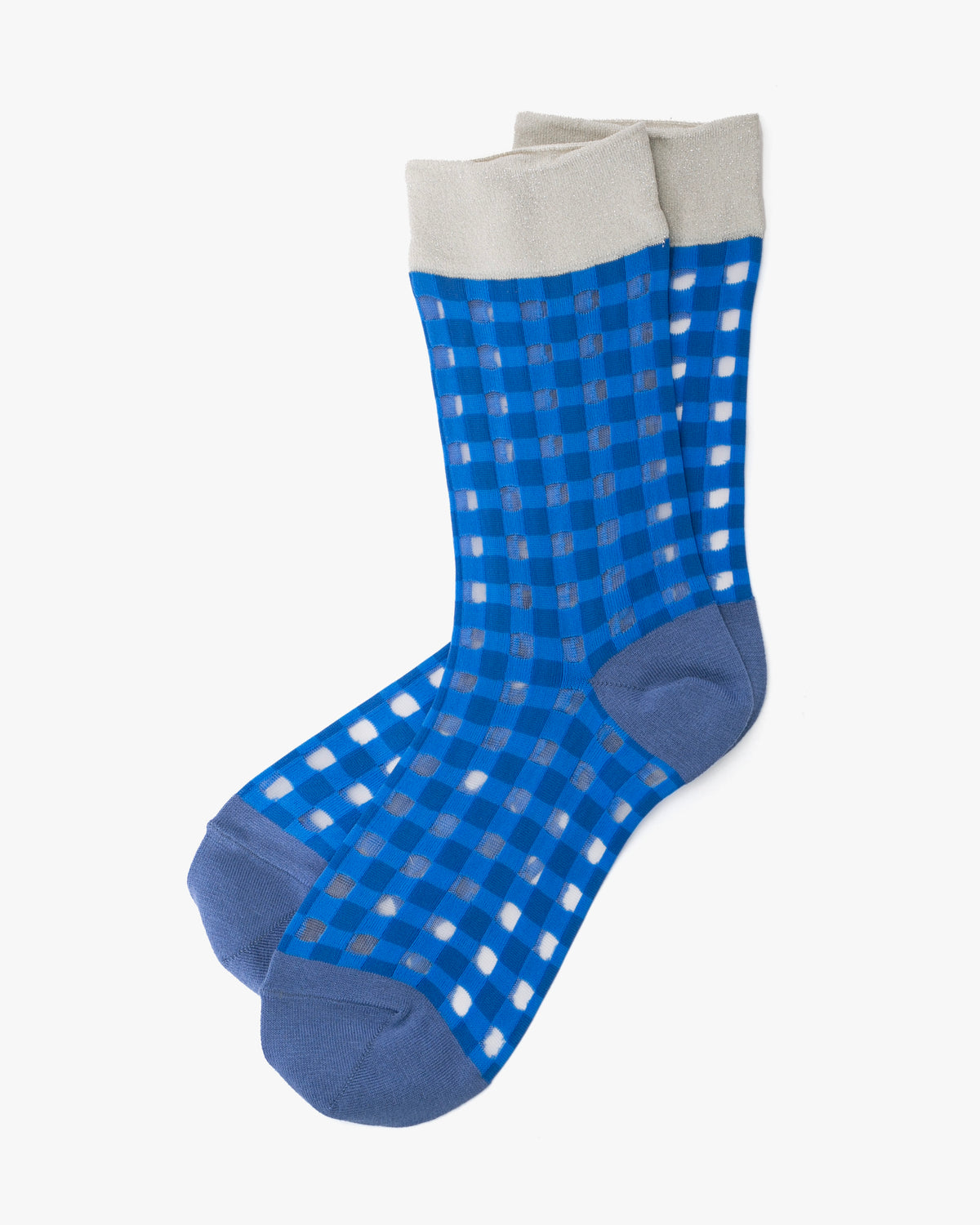 Debby Co. Crew Socks, Andeotte Collection, Gingham Blue