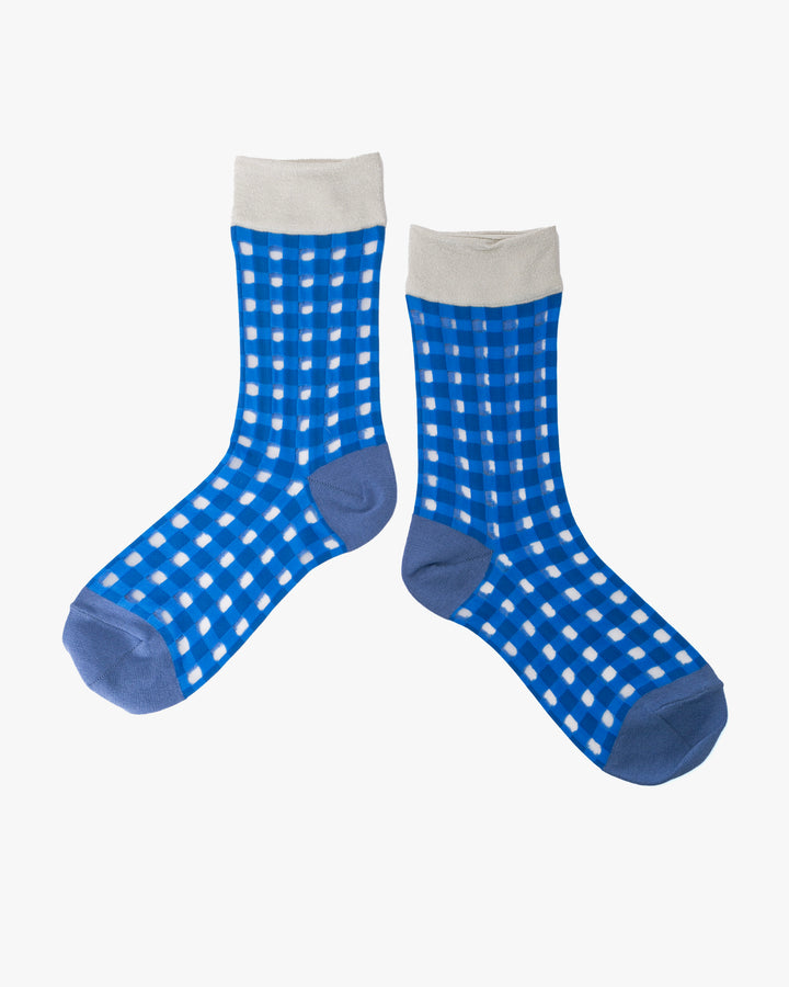 Debby Co. Crew Socks, Andeotte Collection, Gingham Blue