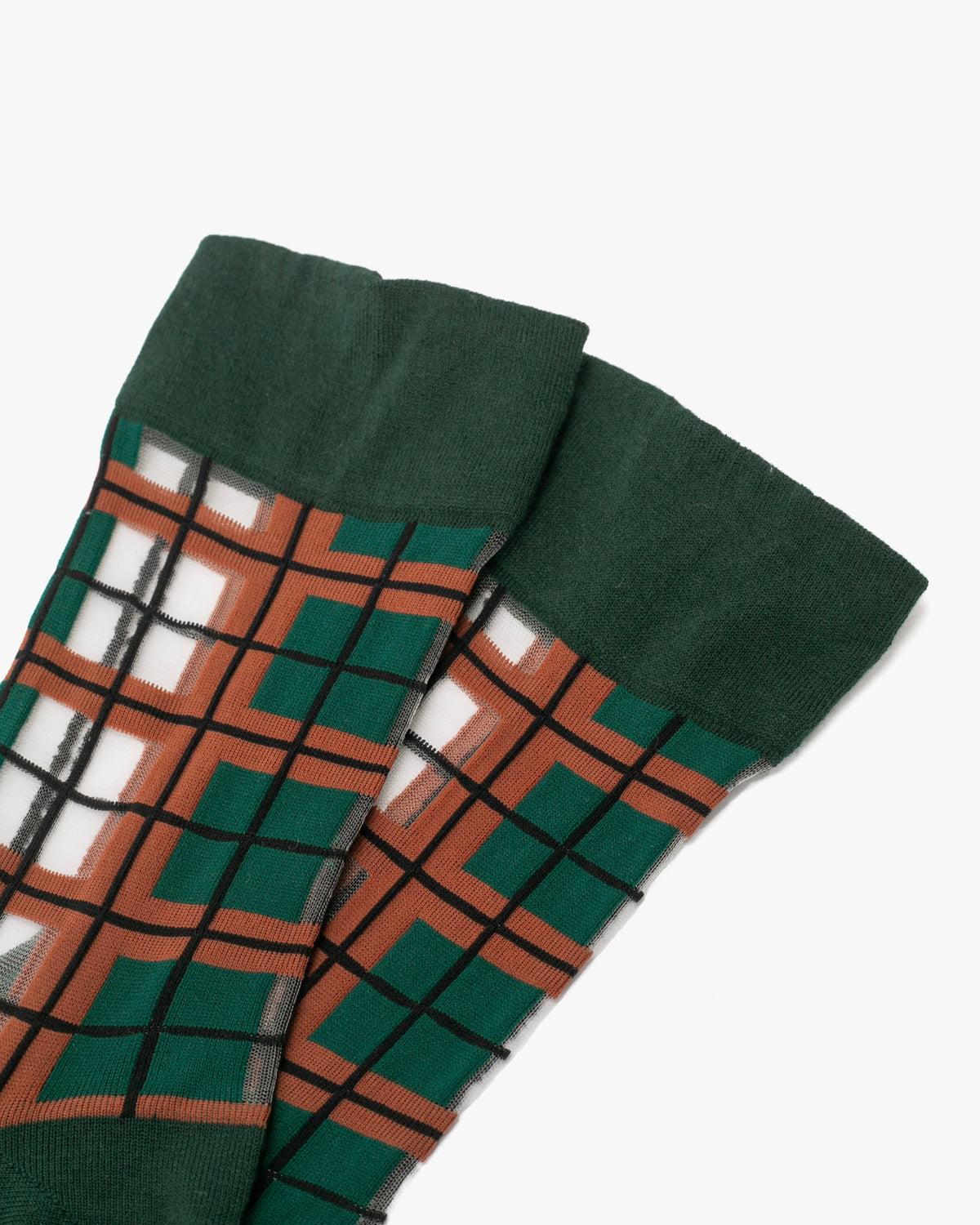 Debby Co. Crew Socks, Andeotte Collection, Green Check