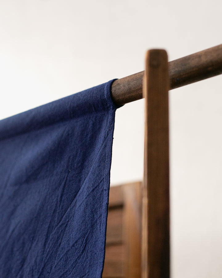 Vintage Noren, Indigo Shibori, Flowers and Butterflies
