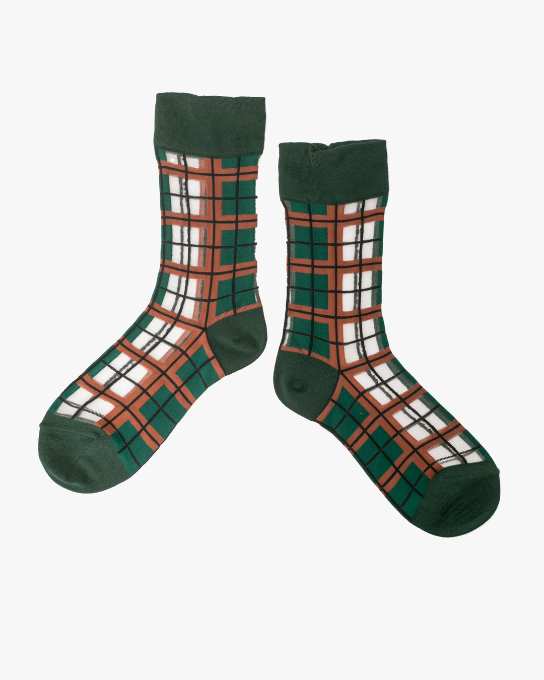 Debby Co. Crew Socks, Andeotte Collection, Green Check
