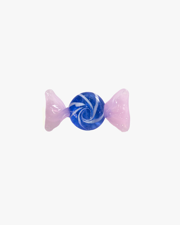 Glass Spoon Rest, Bisque, Pink and Blue Swirl