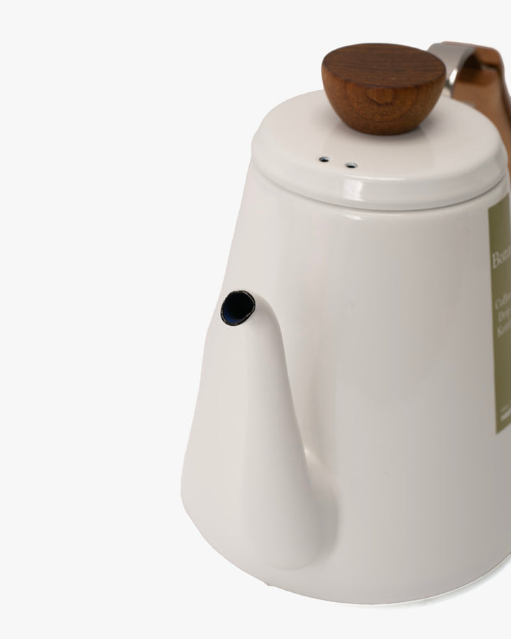 Hario, "Bona" Enamel Pour Over Coffee Kettle, White