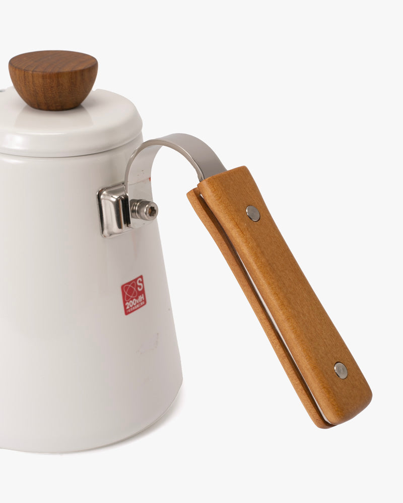 Hario, "Bona" Enamel Pour Over Coffee Kettle, White