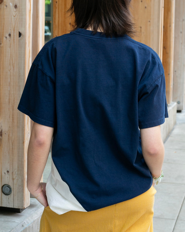 Kiriko Original Tee, 8 oz Cotton, Two Tone Tee with Two Patches, Navy with White