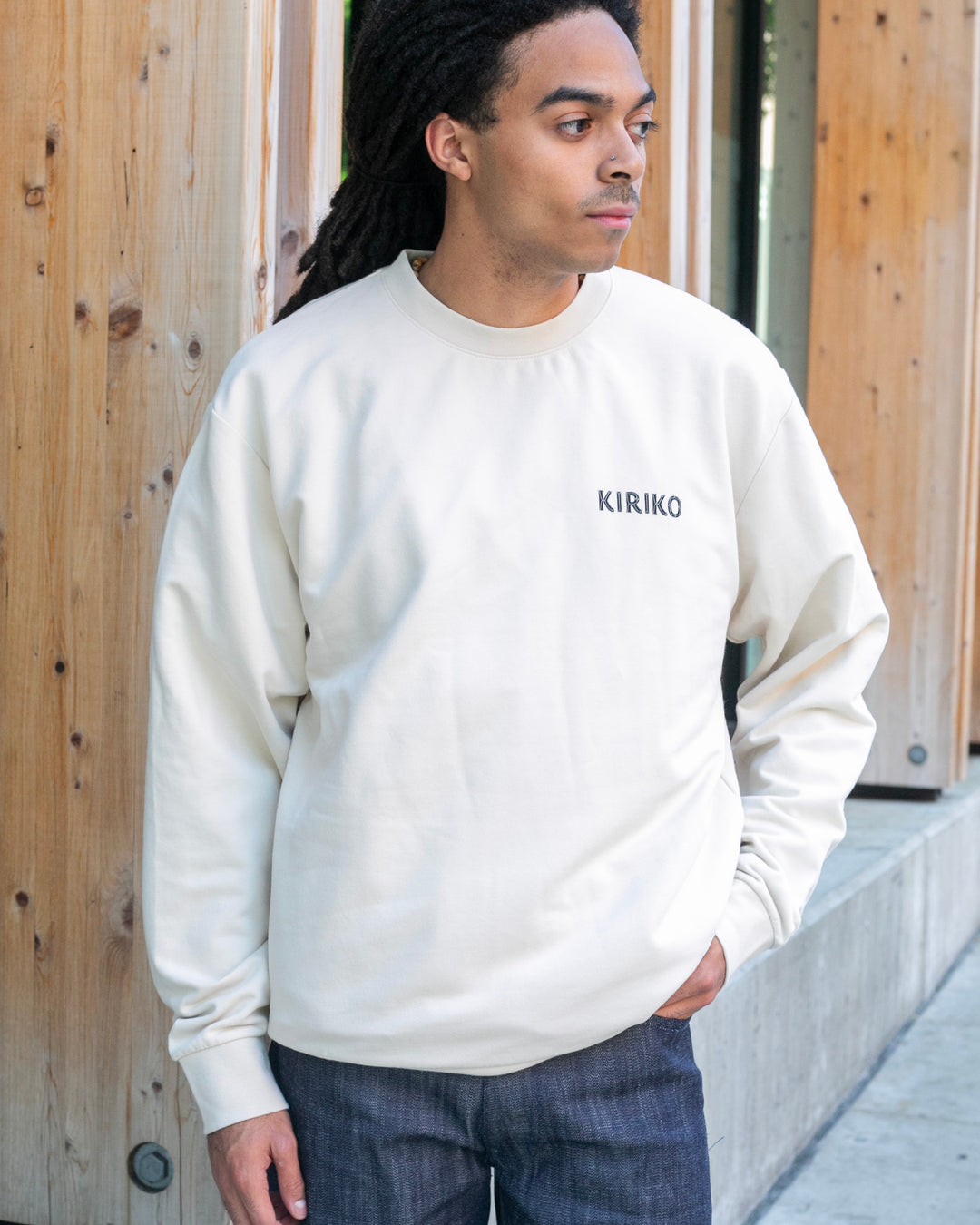 Kiriko Original Crewneck, Printed Koi-Dragon, Cream