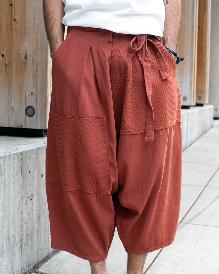 Prospective Flow Pants, Zenhiki, Sashiko Fabric, Brick