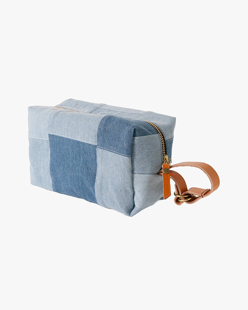 Kiriko Original Dopp Kit, Patched Denim Light Wash