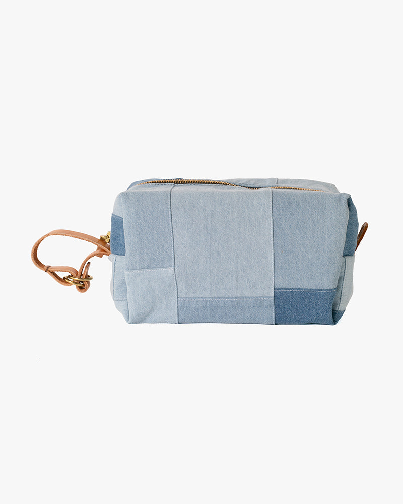 Kiriko Original Dopp Kit, Patched Denim Light Wash