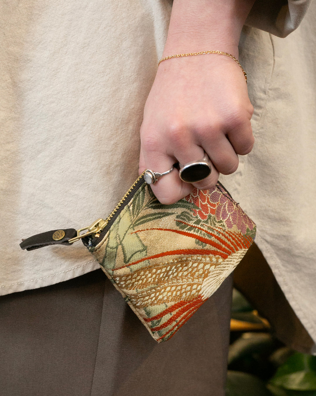 Kiriko Original Obi Zipper Wallet, Gold and Multicolor
