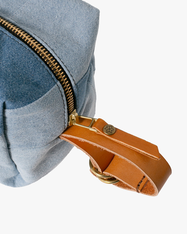 Kiriko Original Dopp Kit, Patched Denim Light Wash