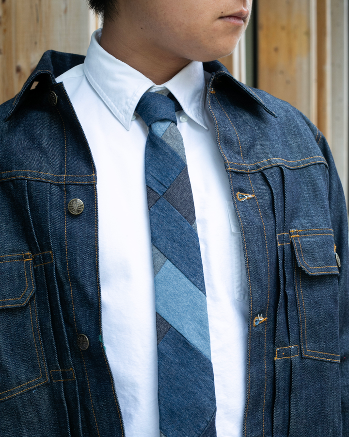 Kiriko Original Tie, Patchwork, Dark Denim