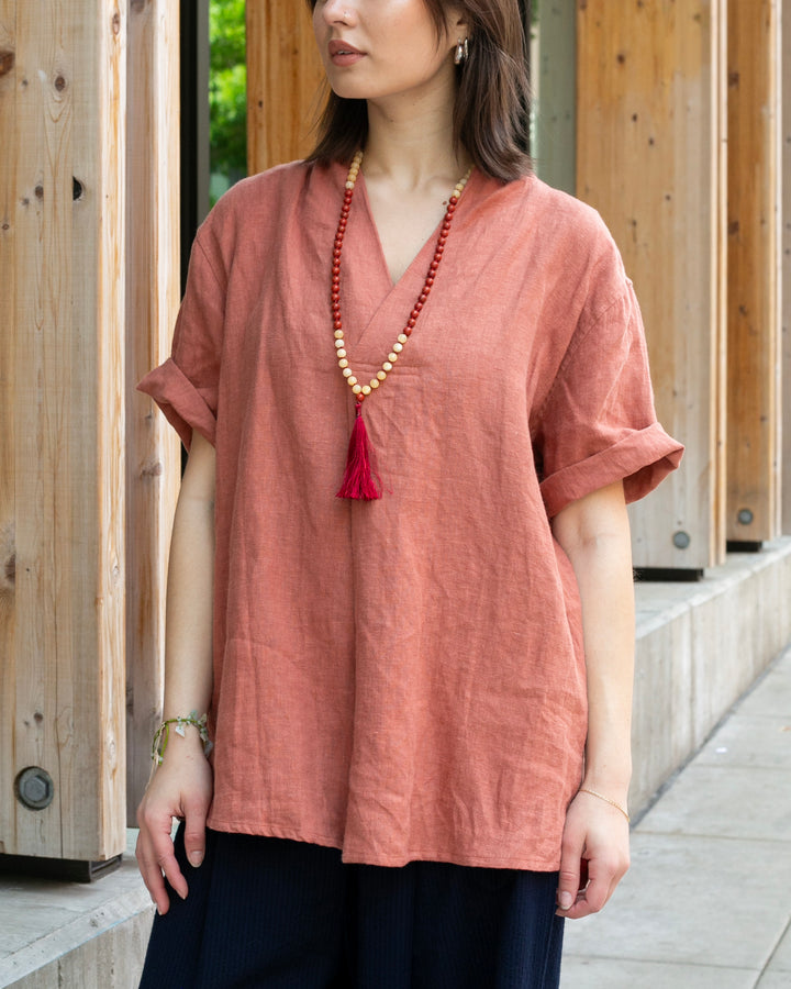 Kiriko Original French Linen Tunic, Burnt Orange