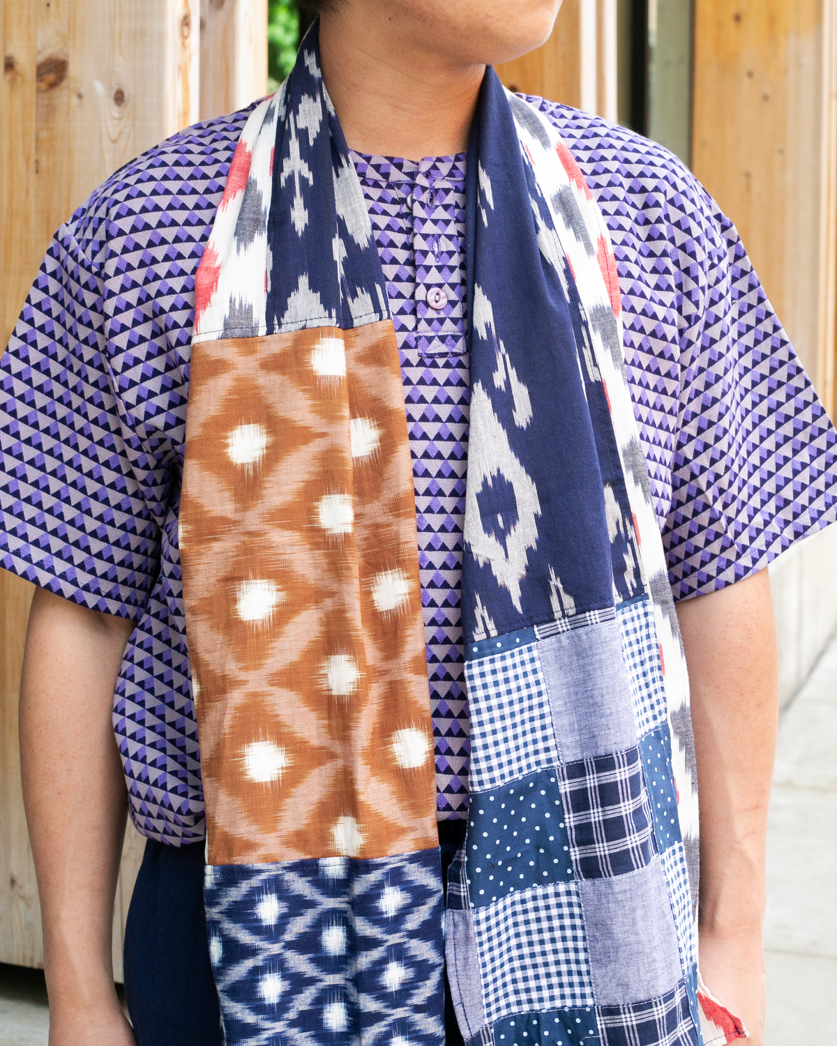 Kiriko Original Scarf, Indian Kasuri, Patchwork, 6