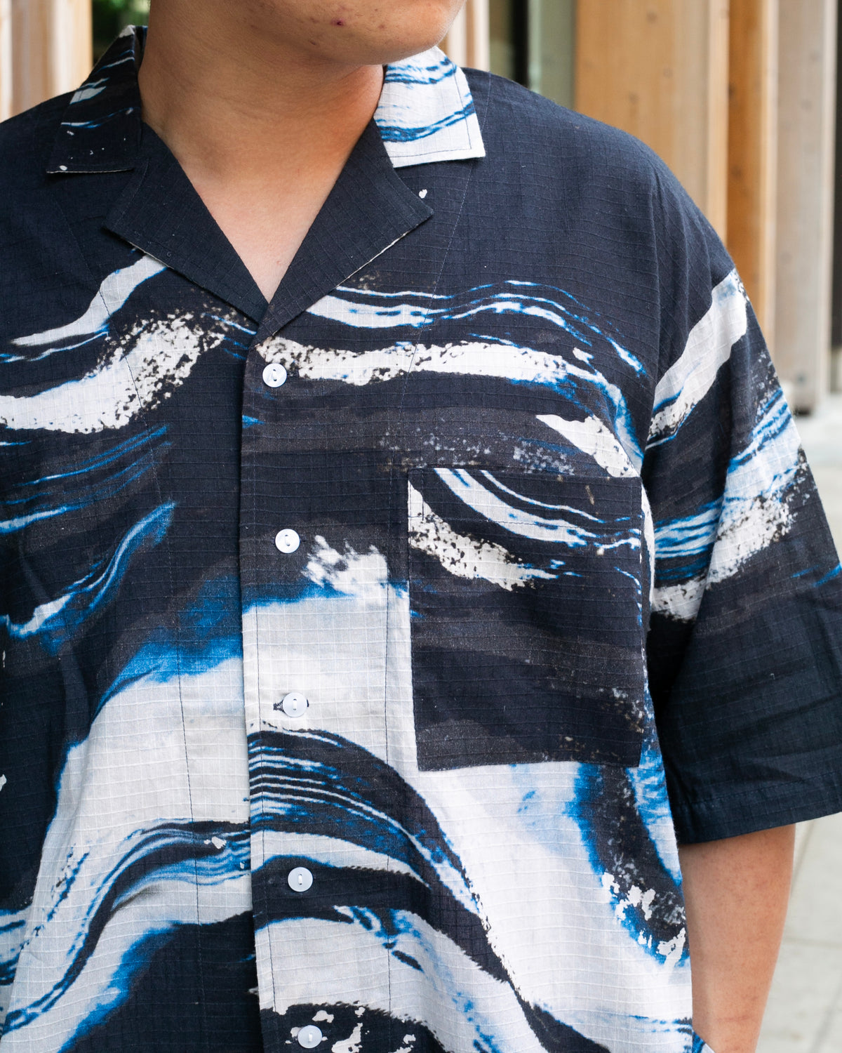 Wa-Modern, Short Sleeve Ripstop Button Up Shirt, Kon