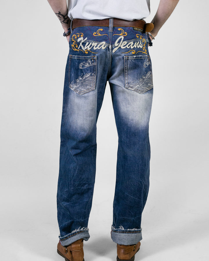 Japanese Repro Denim Jeans, Eternal, Wave Embroidery - 31