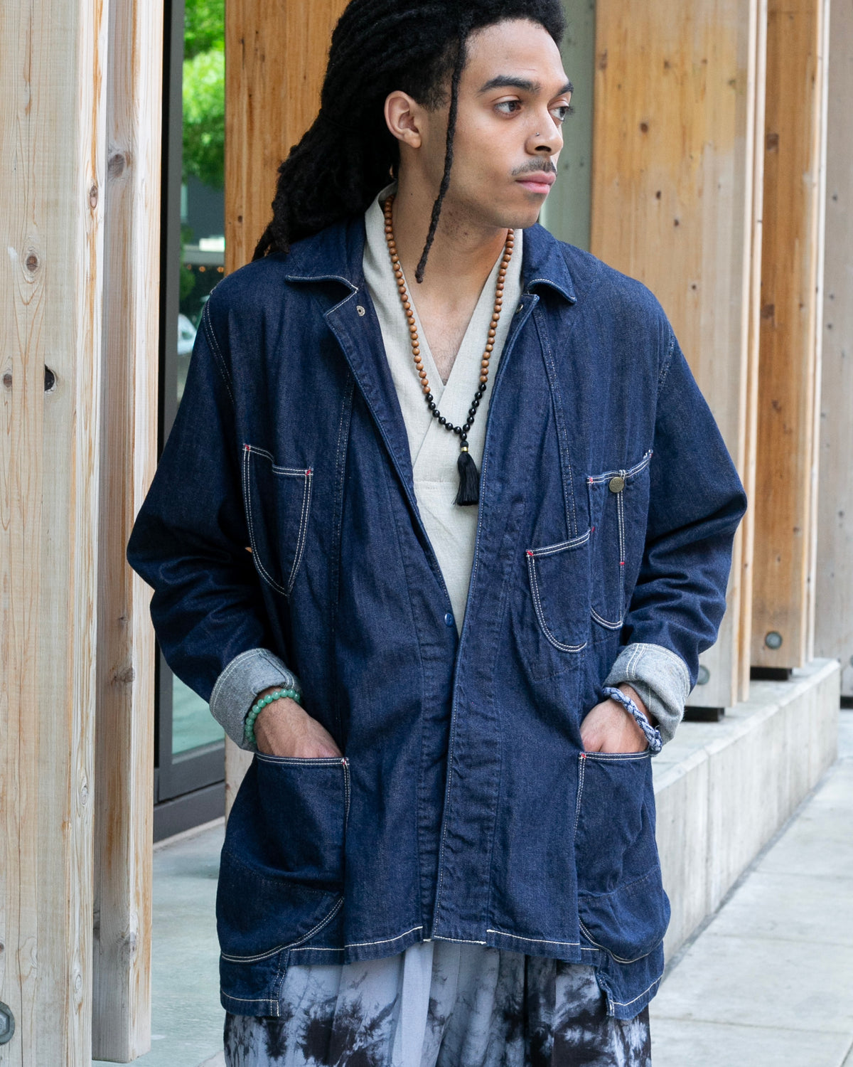 Japanese Repro Denim Jacket, XL, Kapital, Dark Wash with Angled Pockets