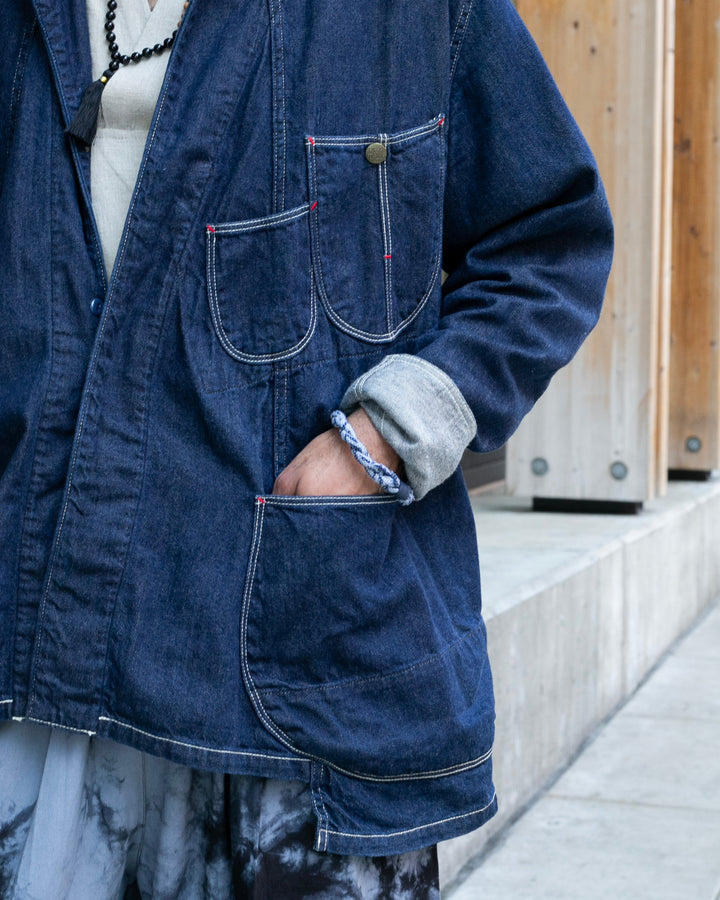 Japanese Repro Denim Jacket, XL, Kapital, Dark Wash with Angled Pockets