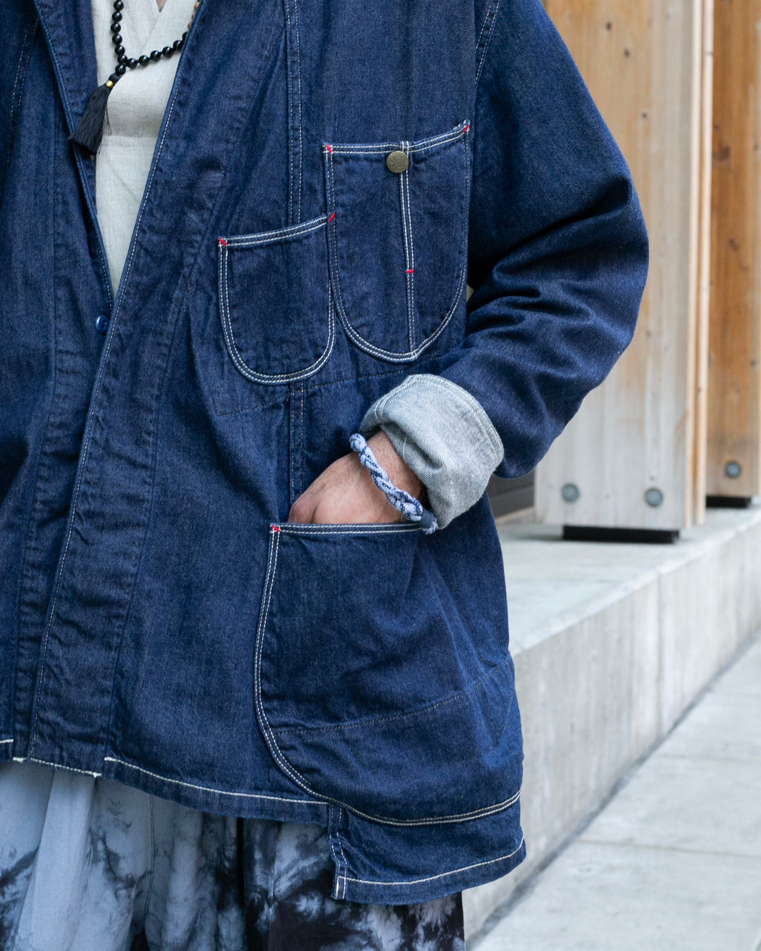 Japanese Repro Denim Jacket, XL, Kapital, Dark Wash with Angled Pockets