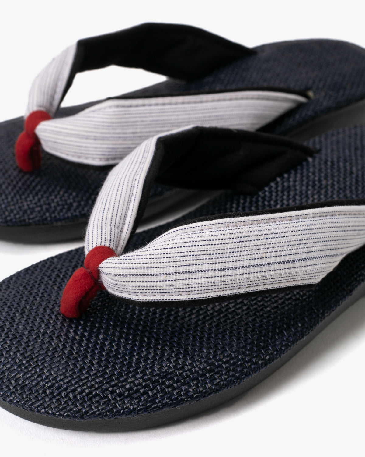Yamato Kobo, Setta Sandals, Indigo with Black and White Thin Shima