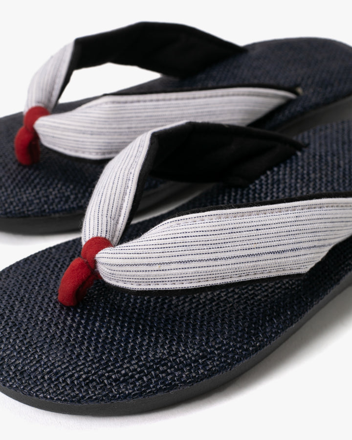 Yamato Kobo, Setta Sandals, Indigo with Black and White Thin Shima