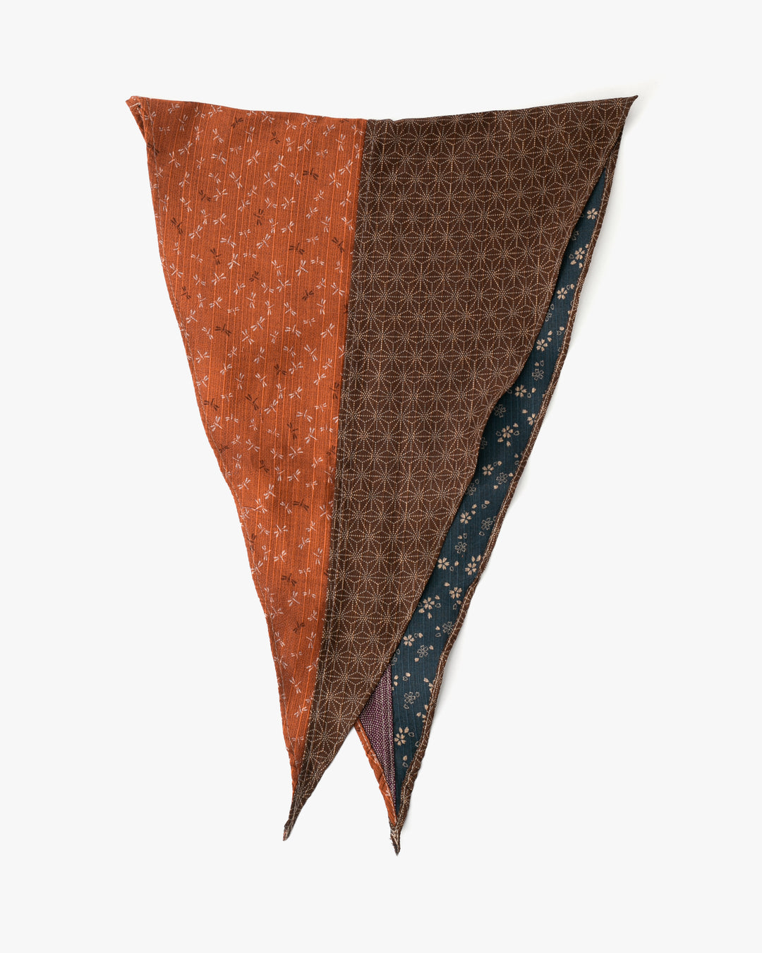 Kiriko Original Split Neckerchief, Persimmon Tonbo and Caramel Brown Dotted Asanoha