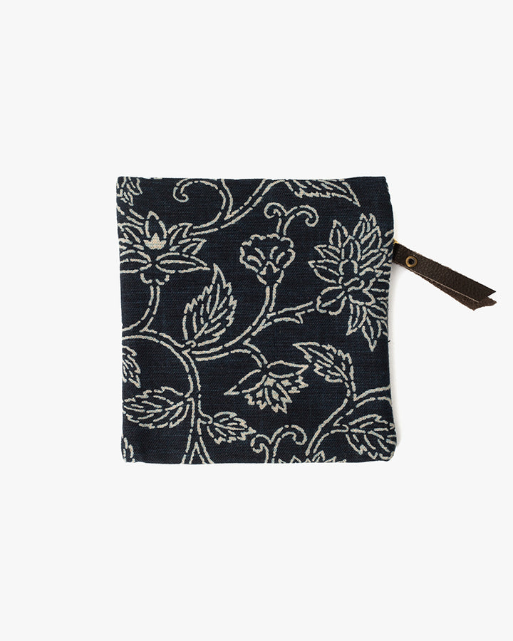Kiriko Original Flat Zipper Pouch, Small, Indigo Katazome